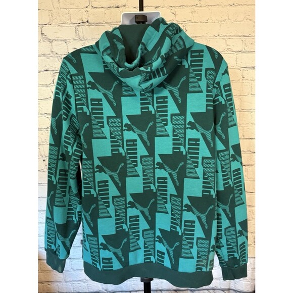 PUMA Mens Power AOP Graphic Athletic Outerwear Hoodie Teal XL - Picture 6 of 11